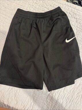 Nike Men's Black Athletic Shorts with White Swoosh